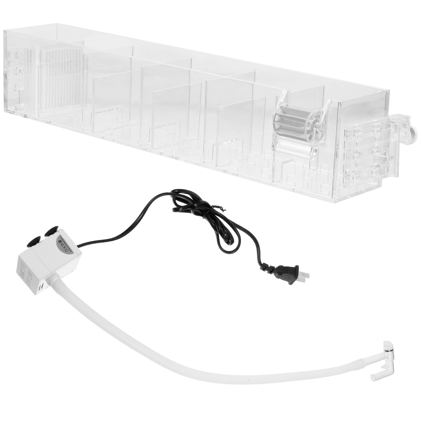 TOYANDONA Caja de Filtro para Pecera Acrílica con Bomba de Agua Integrada, Filtro Colgante Silencioso de 6 Compartimentos Gd-18, Herramienta de Filtración para Acuario, Limpieza