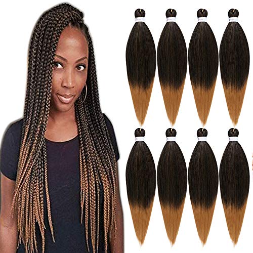 8 Packs Pre-Stretched Braiding Hair 26 Inch Water Setting Synthetic Fiber Yaki Texture Crochet Braiding Hair Three Color Hair Extension Twist Braid Water Setting(6-1B#+27# and Purple)