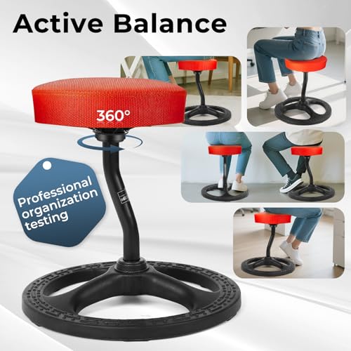 Image of ADHD Chair for Kids, Yoga Chairs for Adults, Wobble Stool Active Flexible Seating Desk Chair with Non-Slip Base and Washable Seat Cover for Stability, Balance, Yoga, Office, School, Classroom