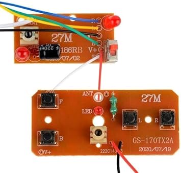 2Pcs 27mhz Four-Way Remote Control Board Two-Way RC Transmitter and Receiver Toy Car Robot Model Accessories,DIY Toys Projects Four-Way Remote Control Remote and App Controlled Vehicles Accessories