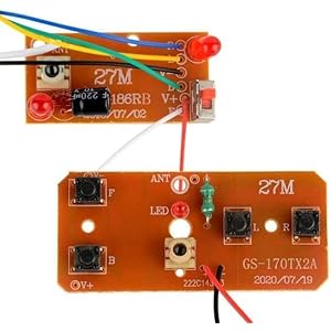 2Pcs 27mhz Four-Way Remote Control Board Two-Way RC Transmitter and Receiver Toy Car Robot Model Accessories,DIY Toys Projects Four-Way Remote Control Remote and App Controlled Vehicles Accessories