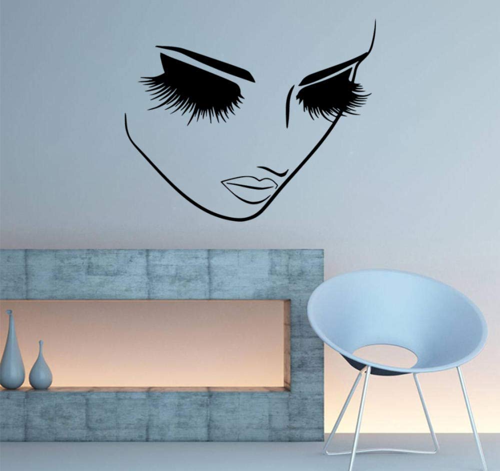 Wandaufkleber Abstraktes Mädchengesicht - 57x72 Cm Vinyl Wandtattoo Für Wohnzimmer, Beauty Salon Oder Mädchenzimmer