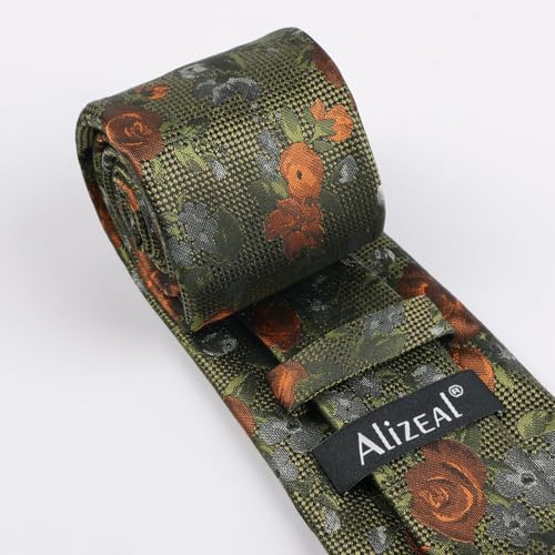 Image of Alizeal Mens 3.15'' Colorful Flower Pattern and handkerchief Necktie Set