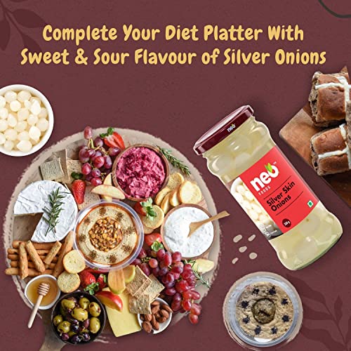 Image of Neo Silver Skin Onions 350g I 100% Vegan & Natural I Ideal for Cocktail and as Side Dish for Snacks I Non-GMO I (Pack of 1)