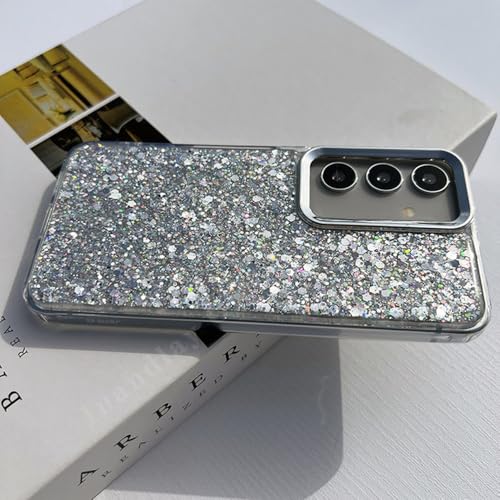 Coque Samsung S24 Ultra argent pailletée en poudre brillante
