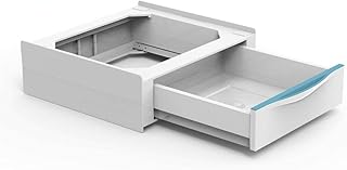 Xavax Cadre intermédiaire avec tiroir (cadre de connexion pour machine à laver et sèche-linge, kit intermédiaire avec tiroir extractible, avec sangle d'arrimage - Blanc.