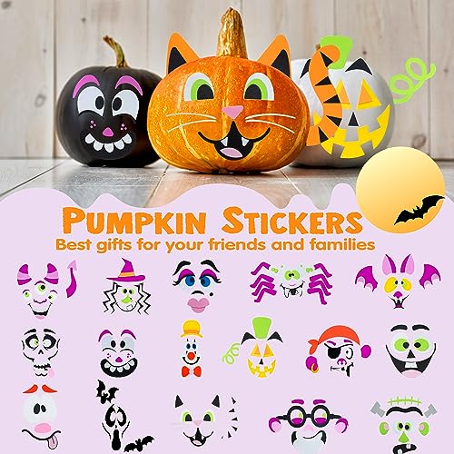 Image of JOYIN 16 Packs Halloween Pumpkin Decorating Stickers, Foam Craft Kit, Halloween Party Favors for Kids, Party Supplies Arts Activities, Funny Jack O Lantern Stickers School Games Gifts