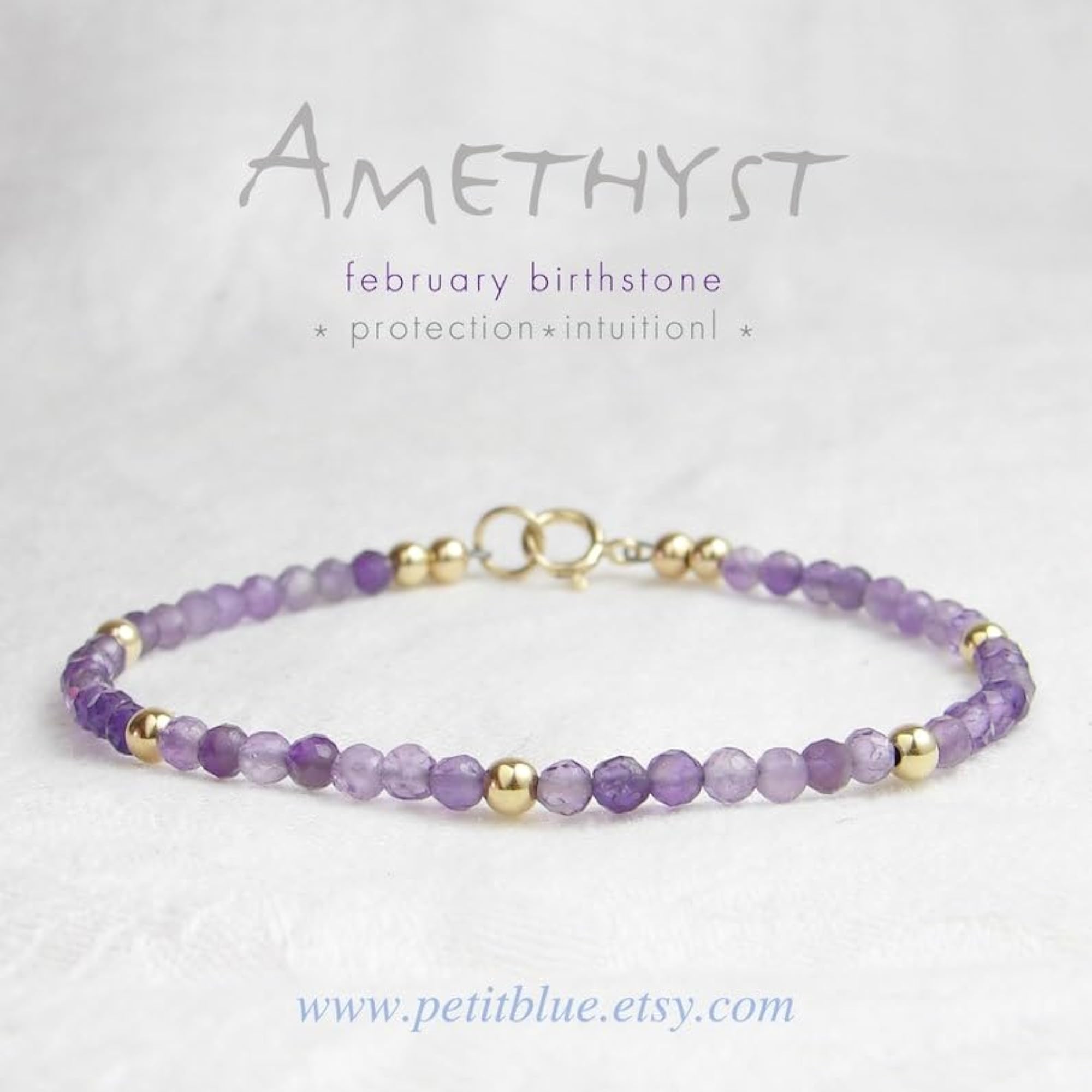 Amethyst Bracelet, Adjustable Gold Plated Clasp, Healing Gift