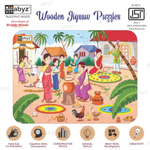 Image of ABYZ Wooden Jigsaw PONGAL Puzzles 35pcs for Kids of Age 4-6 Years