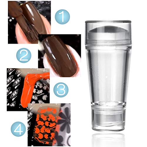 Lurrose Carimbo de arte para unhas com raspador, ferramenta de manicure de silicone de ponta dupla p