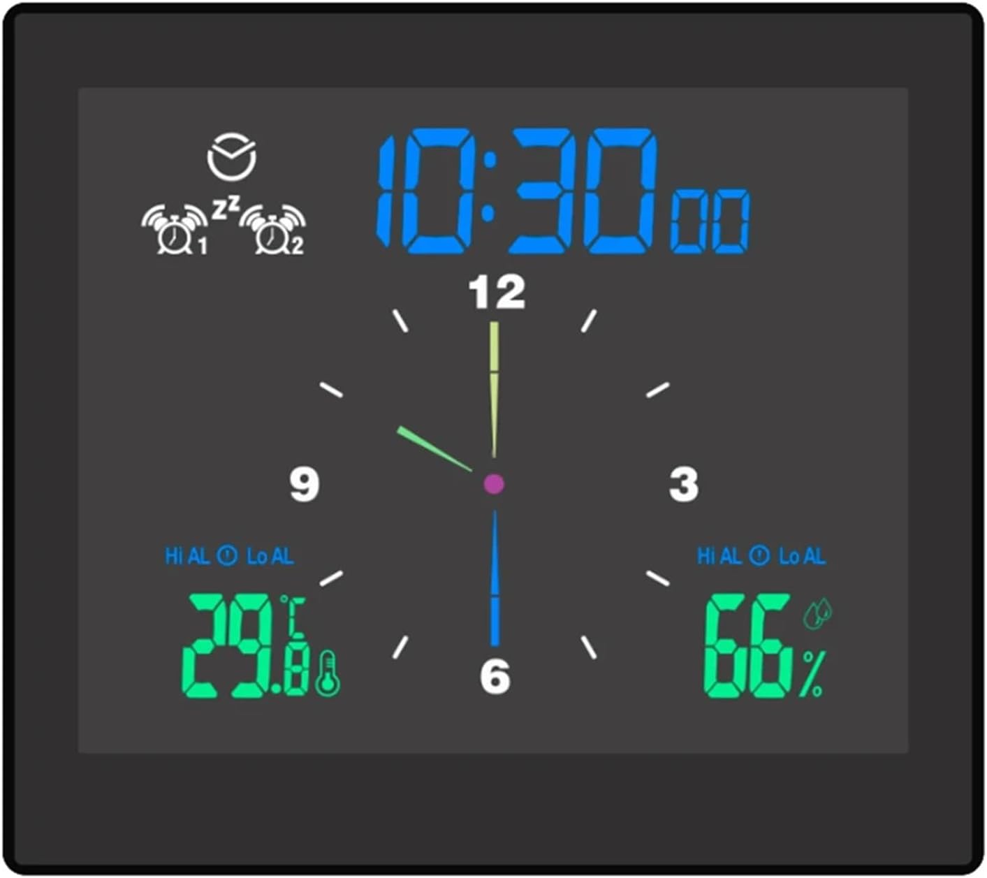 Weather Station TS-WP10 5inch Digital Weather Station Electronic Thermometer IP65 Waterproof Temperature Humidity Meter Monitor Gauge Home Clock,Nero-1