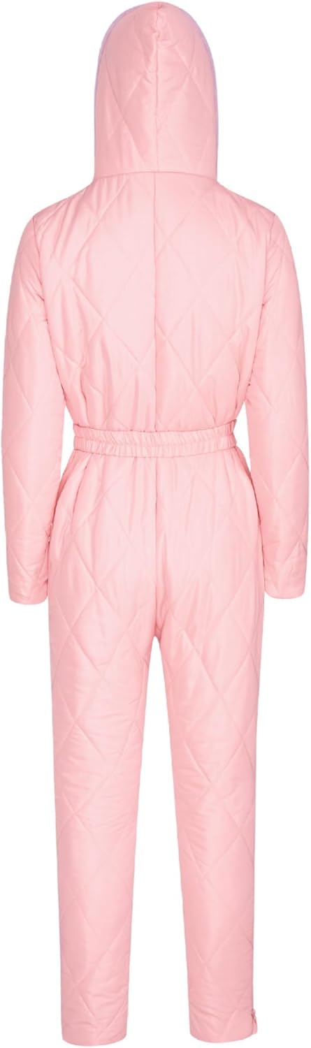 Women's Ski Suit One Piece Jumpsuits Winter Outdoor Ski Overalls Waterproof Snowboard Outfits Pink 3X-Large