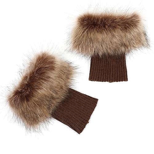 sy soul young Women Faux Fur Leg Warmers Short Furry Fuzzy Boot Cuffs Toppers Girls Winter Knitted foot cuff