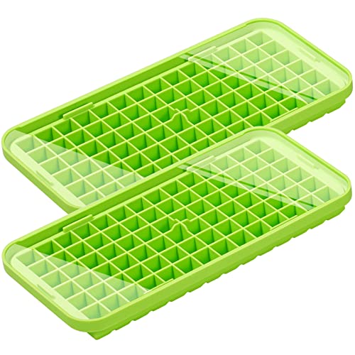 Webake Mini Eiswürfelform Silikon mit Deckel Quadrat Eiswürfelbehälter 2 Stück 1 3 cm 84 Eiswürfelschale Klein Eiswürfel Form für Bier Cocktails Whisky Wasser Soda Obst