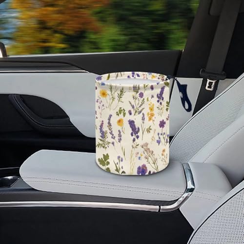 Image of 1pc Printed Car Trash Can, Flower Kitchen Camping Trash Can,Waterproof Trash Can, Women's Car Accessories, Car Seat Back Use Car Interior Accessory Storage Bag