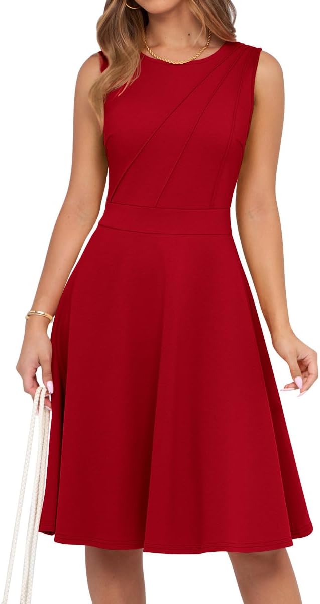 Sureple Womens Summer Cocktail Dresses 2026 Sleeveless Casual Fitted Tank Beach Swing A-Line Sundress