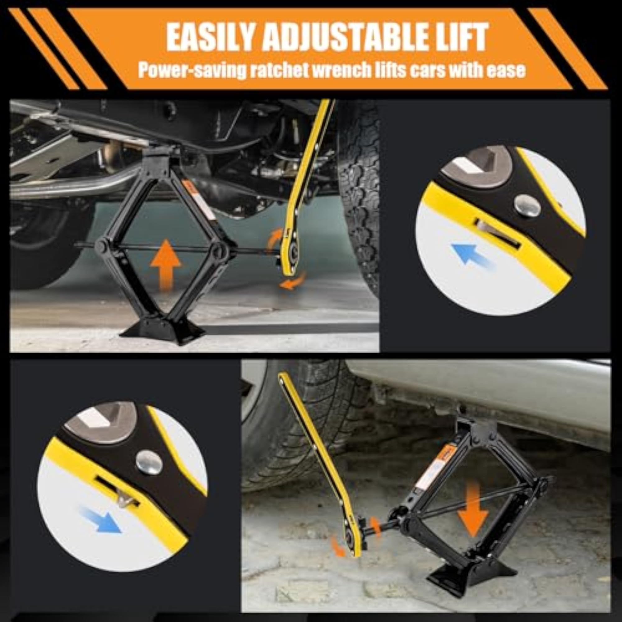 Car Jack Kit, Portable Scissor for 2 Ton