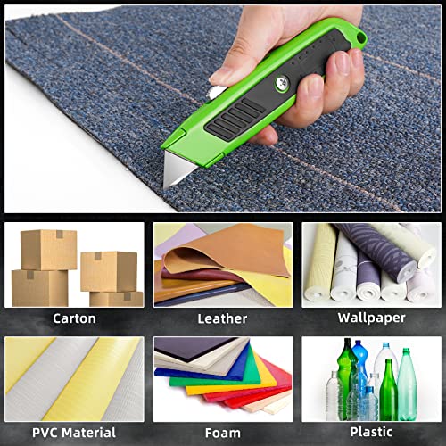 Image of DIYSELF 2 Pack Utility Knife, Box Cutter Retractable, Heavy Duty Small Box Knife Exacto Knife, Comfortable Aluminum Handle, Sharp Blade, Box Opener for Cardboard, Boxes, Carpet (Green)