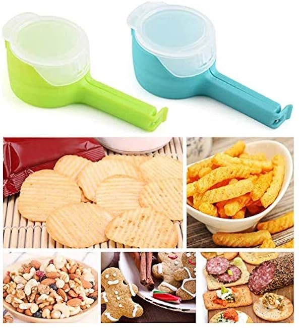 2 Pack Bag Clips for Food,Storage Sealing Clips with Pour Spouts, Kitchen Chip Bag Clips, Plastic Cap for Kitchen Food Storage and Organization (WHITE)