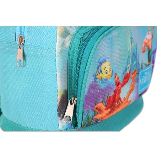 The Little Mermaid Mini Backpack Set - 10” Canvas Ariel Backpack with Front Pocket and Bottle | Little Mermaid Backpack Bundle4