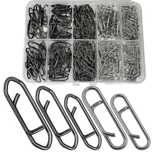 ENERHIKE Fishing Power Clips 200pcs Fishing Speed Clips for Fishing Lure Quick Change High Strength Stainless Steel Clips Snap Freshwater Saltwater Crankbait Popper Lure Connector Tackle
