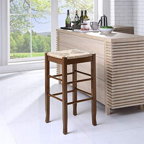 Boraam Square Rush Seat Bar Height Stool, 29-Inch, Cappuccino #TOP1