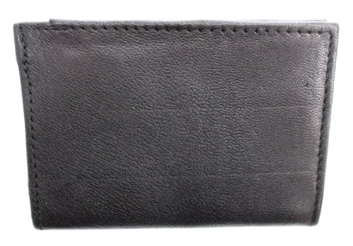 Dangerous Threads Mens Black Leather Wallet Lamb Flip Mini Bifold 7393
