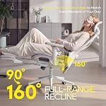CYKOV Ergonomic Office Chair with Footrest - Adjustable Lumbar Support & Headrest, 90-160° Reclining Mesh Back Computer Chair - Home Office/Gaming, 150kg Capacity