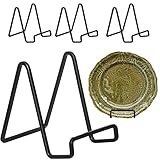 Decolore 4 Pack 4 Inch Black Metal Display Stands Square Plate Holder Display Stand Frame Stand for Picture, Decorative Plate, Photo Easel and Artistic Work