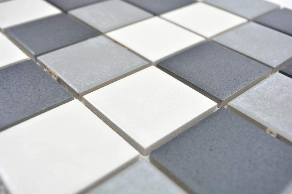 Mosaico de cerámica gris para pared, suelo, cocina, ducha, baño, azulejos | 14-0123_f|10 piezas