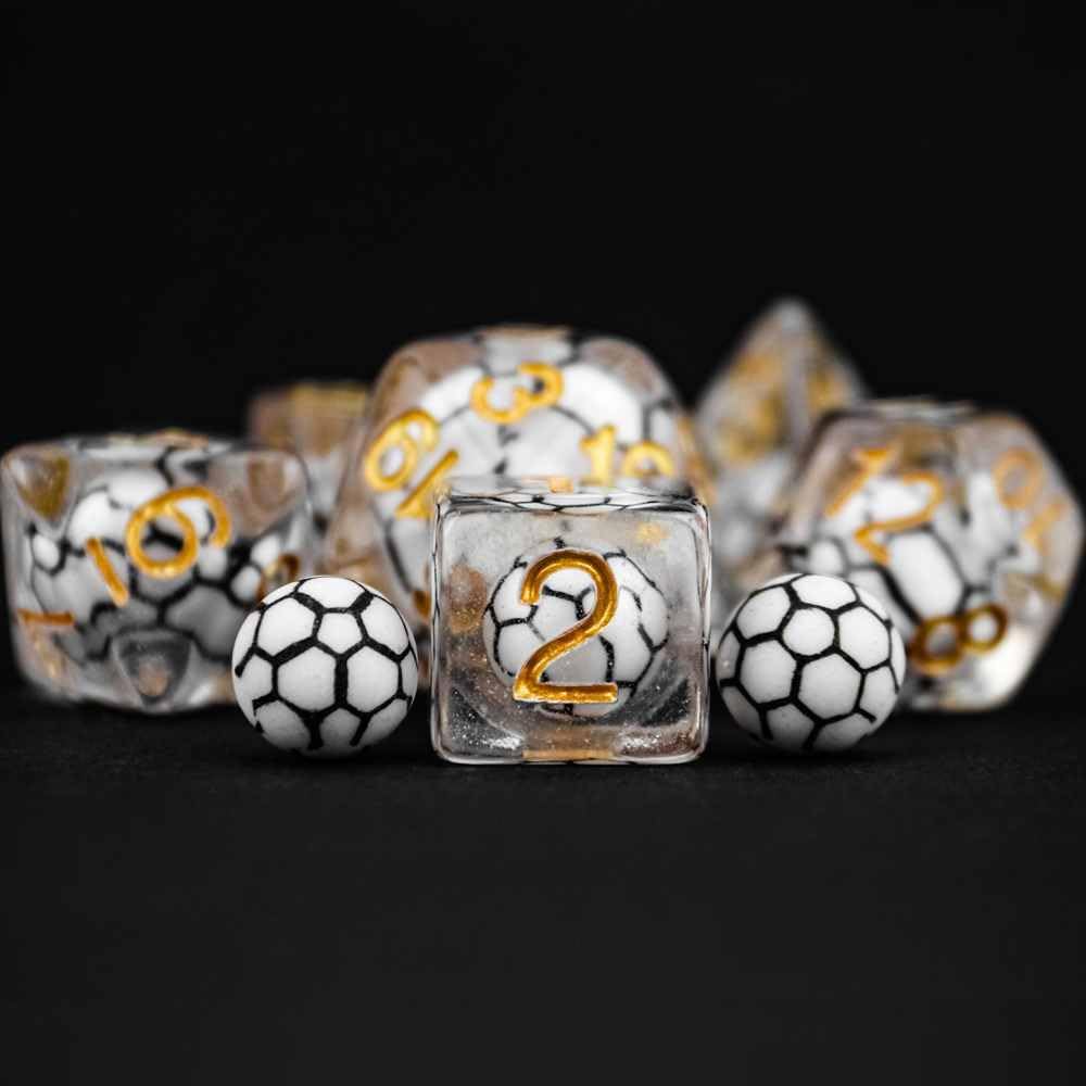 Resin D&D Dice Set, 7pcs Polyhedral Dice with Velvet BagforDungeons and Dragons MTG RPG Role Playing Games (Football)