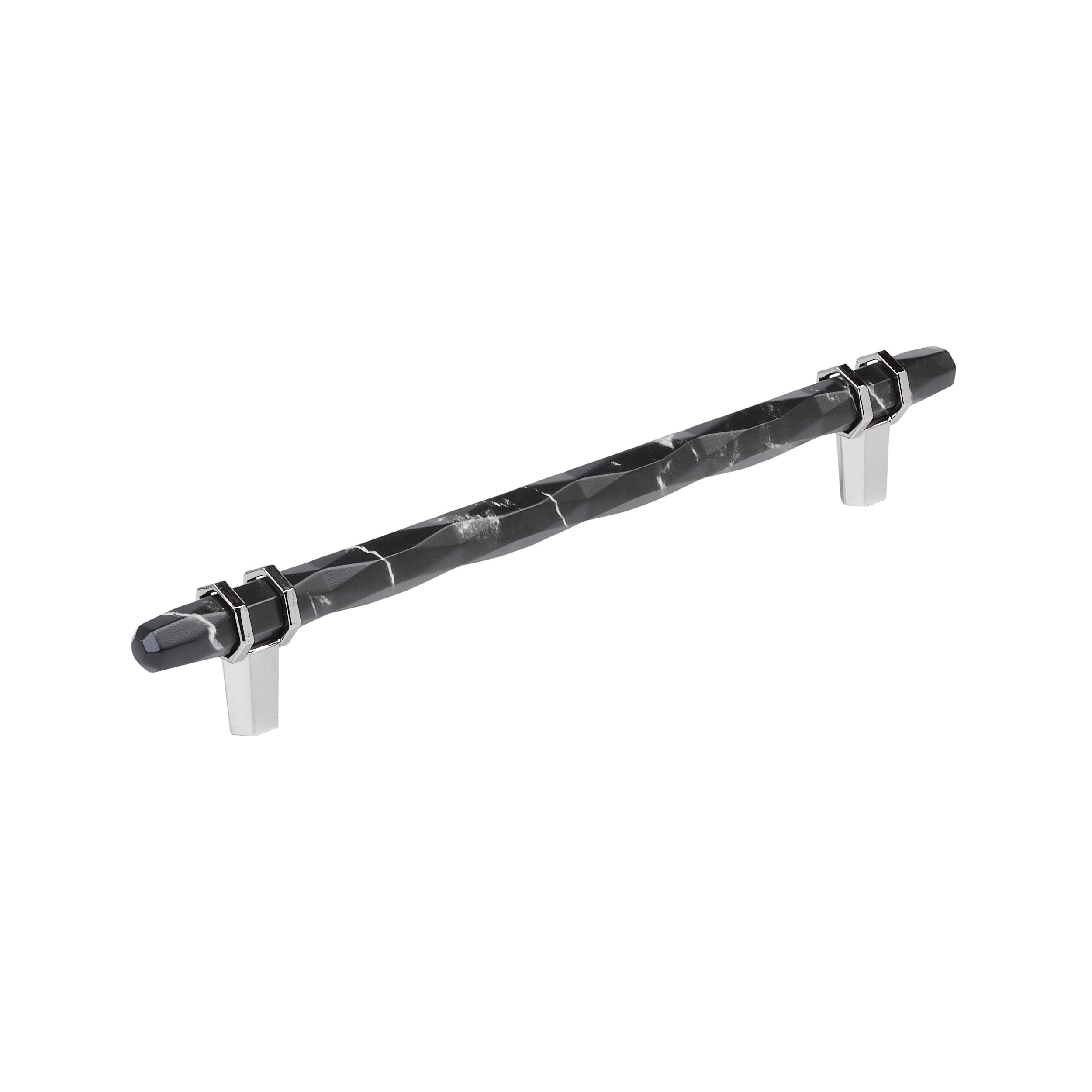 Amerock 8" Carrione Marble Black/Polished Chrome Drawer Pull