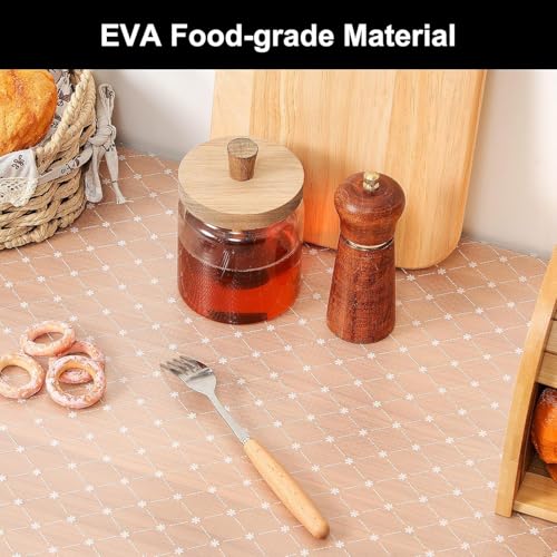 Image of EVA Fridge Shelf Liner Roll, Washable Drawer Mat Sheet, Cut-to-Size Cabinet & Refrigerator Shelf Protector, Food Contact Suitable Multipurpose Kitchen Table Liner Roll, 3 Meter (Little Flower)