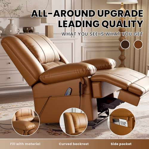 Image of Couchus Large Dual Motor Power Lift Recliner Chair with Massage and Heat for Elderly People, Infinite Position, USB Ports and Remote Control, Breathable Leather (Yellow)