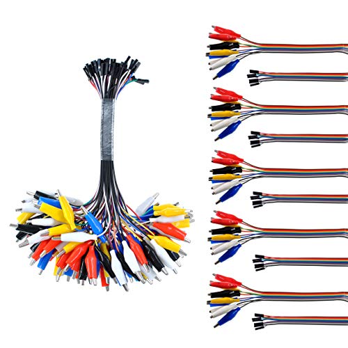Oiyagai 10PCS 2 in 1 Alligator Clip to Dupont Wire 10pin 30cm Female, Crocodile Clip to Jumper Wire 10pin 30cm Female for Test Lead Arduino/Raspberry Pi/Orange Pi