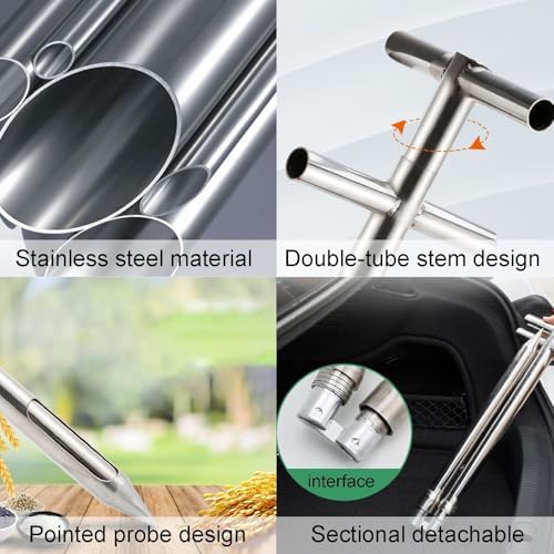 Stainless Steel Grain Sampling Probe, Double Removable Powder Sampler for Wheat Corn Rice Soybeans