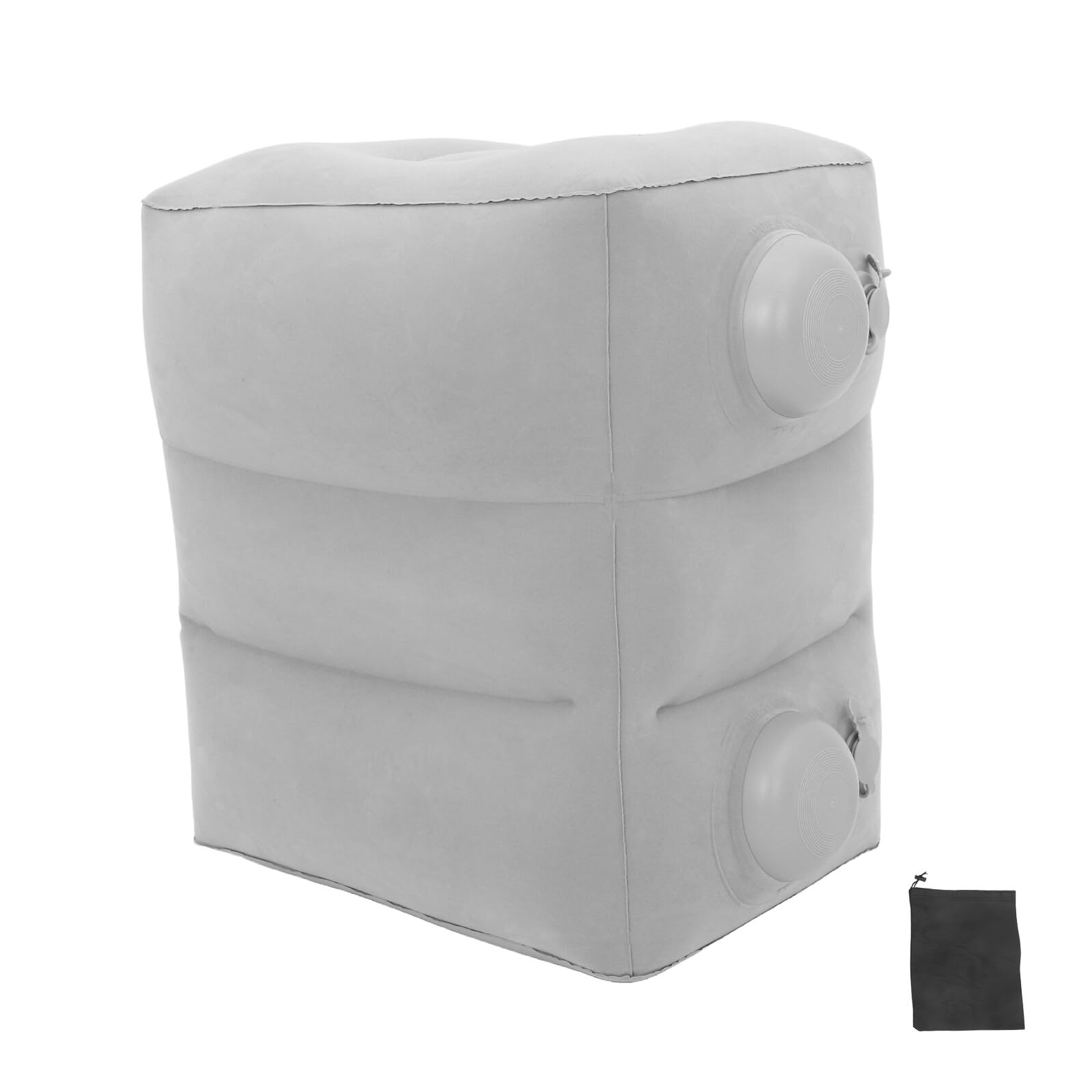 Mikikit Reposapiés Inflable Portátil para Avión y Oficina Cojín Ajustable de Tres Capas Superficie Flocada Gris Claro Incluye Bolsa de Almacenamiento Adecuado para Viajes y Descanso
