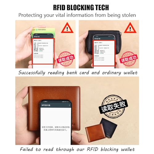 Mens Wallet Genuine Leather RFID Blocking Purse Slim Minimalist Bifold Card Holder with ID Window2