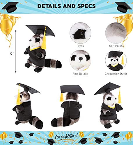 Dollibu Raccoon Graduation Plush Toy - Super Soft Graduation Stuffed Animal Dress Up With Gown & Cap With Tassel Outfit With Personalization - 9" Inches #TOP2