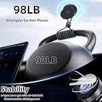 2026 98LBS Support de téléphone de voiture, 360 pliable pour voiture Gym noir en alliage d'aluminium pliables à suspension montage de voiture, 360° Ajustable, taille de poche MagSafe Titulaire universel pour iPhone 12-17 Series