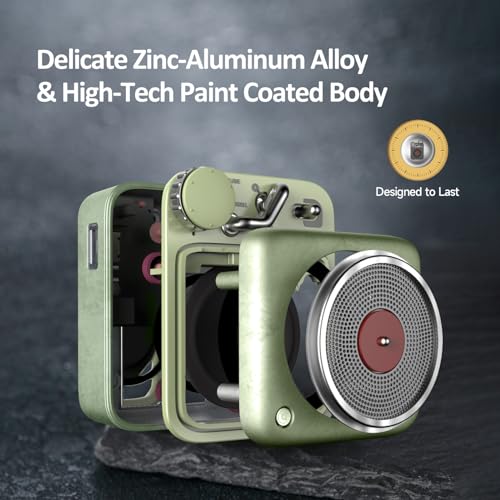 Image of Muzen Mini Bluetooth Speaker, Button Small Cute Portable Metal Retro Wireless Speaker with Loud Volume Great Sound and Portable Lanyard & Gift Bag for Office Classic Vintage Decor