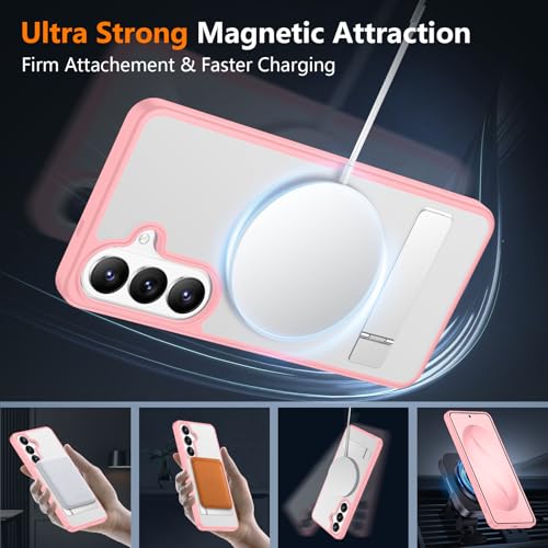 Image of SPIDERCASE Magnetic for Samsung Galaxy S26 Case, [3 Stand Ways][ Military Grade Drop Protection] with Invisible Stand Shockproof Slim Case for Samsung Galaxy S26 6.3 inch, Pink