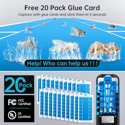 Image of Fruit Fly Traps Indoor for Home: Plug in Mosquito Bug Zapper Gnat Moth Catcher with 9W Night UV Light, 2 Devices 20 Sticky Glue Board Refills for Indoors Flying Insect Trap