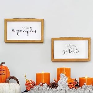 AuldHome Design Farmhouse Decor Fall Theme Wood Signs (Set of 2); Door Hanger Welcome Harvest Thanksgiving Autumn Seasonal Plaques 8.5 x 5 inches AuldHome Design Farmhouse Decor Fall Theme Wood Signs Set of 2 Door Hanger Welcome Harvest Thanksgiving Autumn Seasonal Plaques 85 x 5 inches