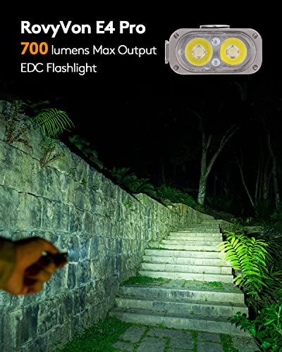 Rovyvon E4 Pro Titanium Usb C Rechargeable Edc Flashlight Keychain, 700Lumens 6500K Cool White Super Bright Small Pocket Flashlight With Red/White/365Nm U Sidelights Edc Gear For Daily Carry Use. #TOP1