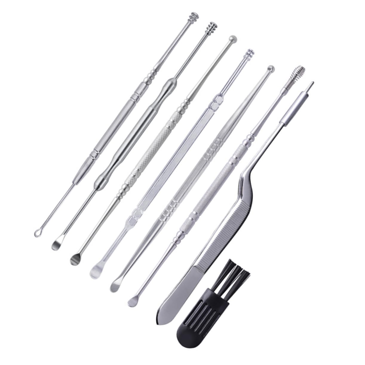 KOMBIUDA Ear Picker Set 7 Piece Ear Cleaning Kit Ear Wax Remover Tool Stainless Steel Safe for Ages Easy to Carry