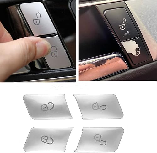 Miniatura 3 de Adhesivo plateado para el botón de desbloqueo de la cerradura del coche, etiqueta engomada del botón del interruptor de ajuste para Mercedes Benz