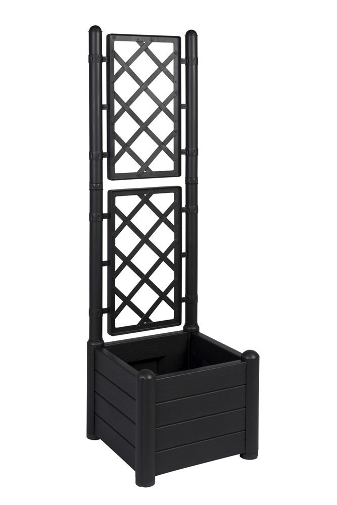 Treillis espalier avec jardinière en plastique anthracite/gris dimensions l x l x h en cm : 43 x 43 x 142 cm-topp pour jardin, terrasse et balcon.