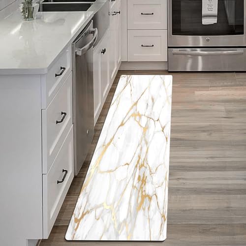 Amazon.com: Mrcrypos Gold White Kitchen Rugs Cushioned Anti Fatigue 2 ...