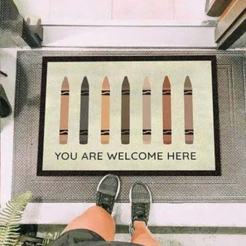 ���փ}�b�g �l�핽�� �悤���� �ʔ��� ���O ���� �悤���� 50×80cm doormat Racial Equality You Are Welcome Here Funny Outdoor Indoor Wellcome